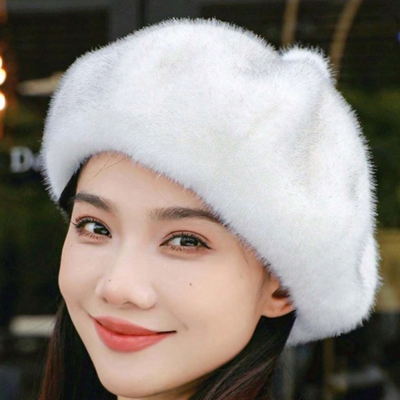 🆕 Vintage Style Faux Mink Fur Beret Hat - Picture 2 of 3
